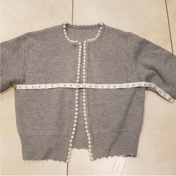 Commense pearl trim ripped hem cardigan - Picture 5 of 6